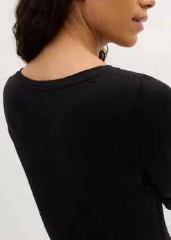 Damen bonprix Kleider|Basics|Jerseykleid mit V-Ausschnitt (2er Pack)