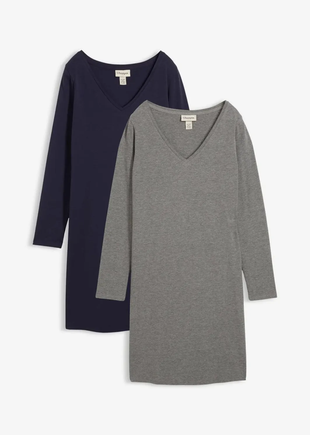 New Jerseykleid mit V-Ausschnitt (2er Pack) Damen Kleider|Basics