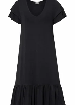Damen bonprix Nachhaltigere Materialien|Kleider|Jerseykleid mit Volant aus Viskose-Mix