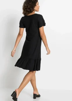 Damen bonprix Nachhaltigere Materialien|Kleider|Jerseykleid mit Volant aus Viskose-Mix