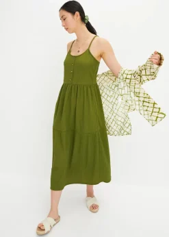 Jersey-Kleid mit Volants und dekorativer Knopfleiste Damen Bekleidung·Pullover & Strickjacken|Kleider