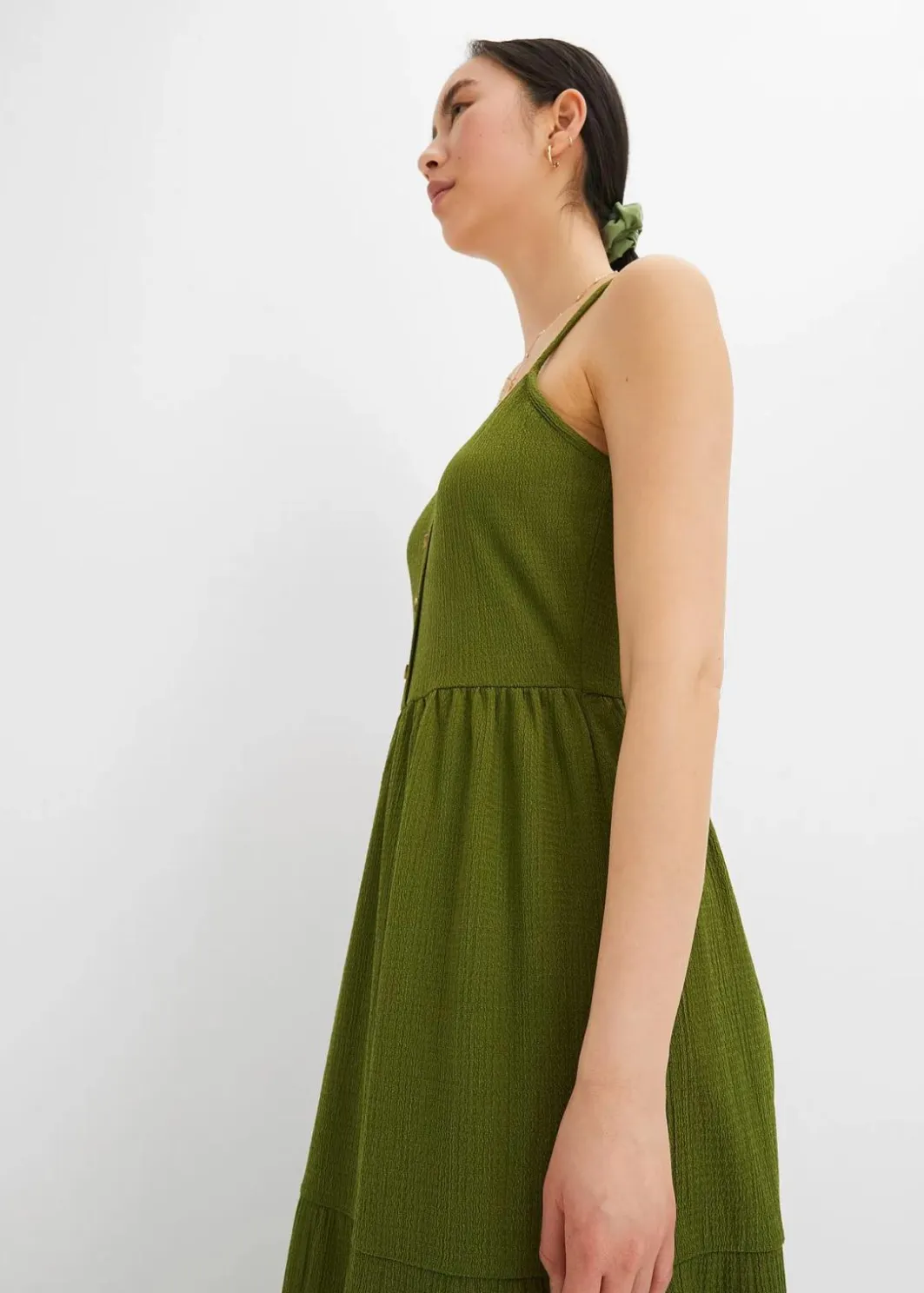Jersey-Kleid mit Volants und dekorativer Knopfleiste Damen Bekleidung·Pullover & Strickjacken|Kleider