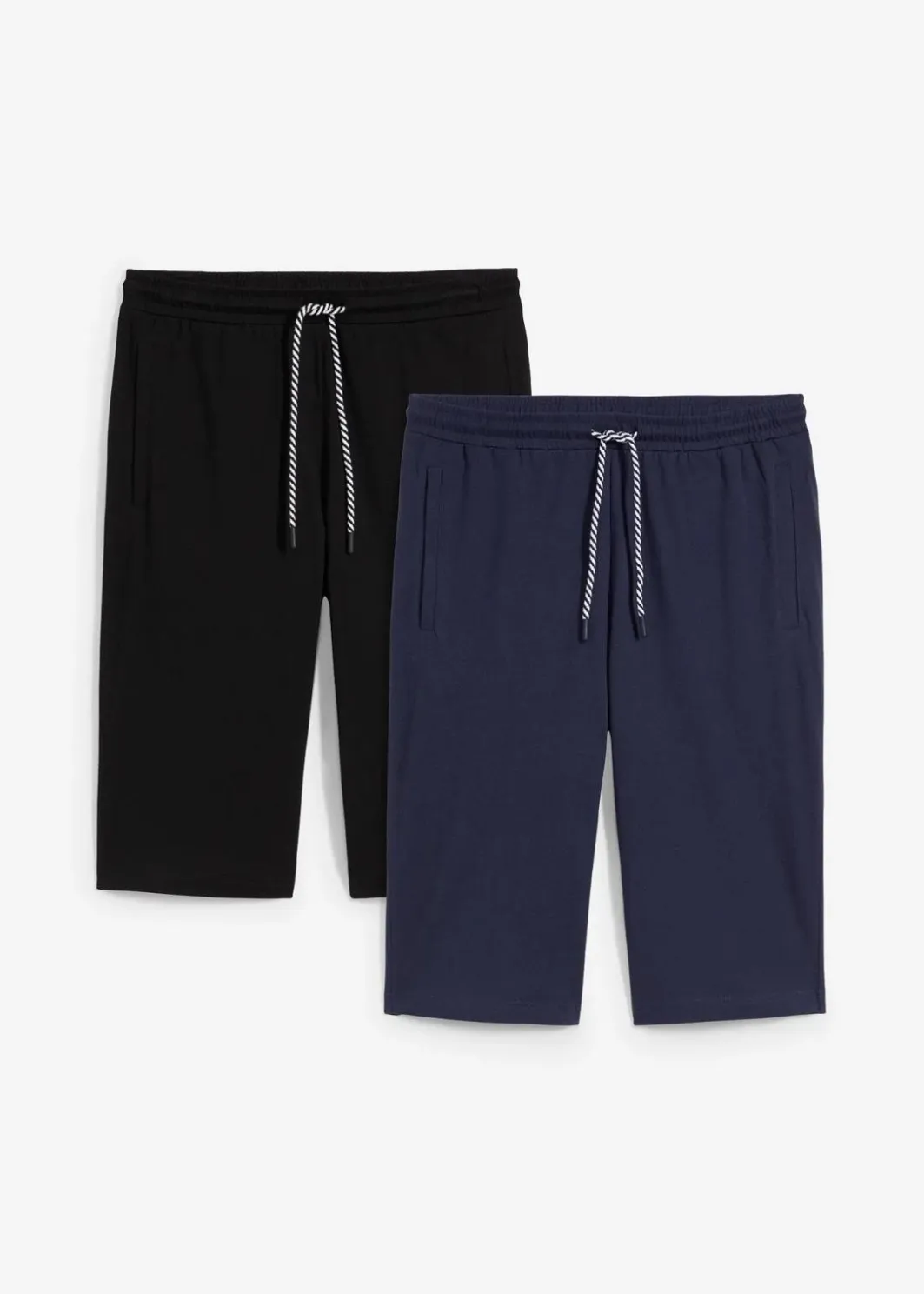 Herren bonprix Große Größen|Shorts|Jersey-Longshorts aus reiner Bio-Baumwolle (2er Pack)