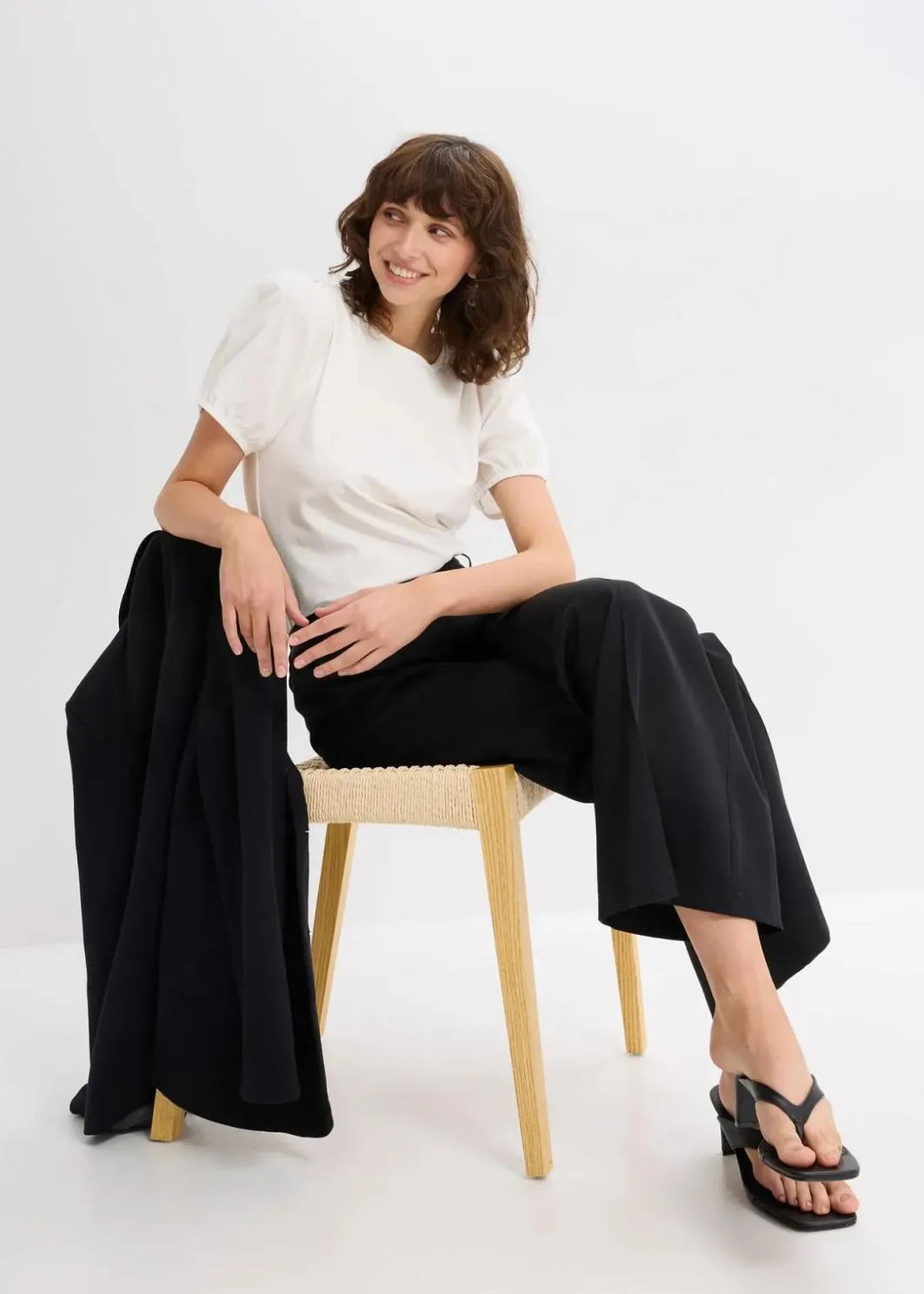 Damen bonprix Shirts & Tops|Jerseyshirt mit Ärmeln aus Baumwollpopeline
