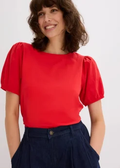 Damen bonprix Shirts & Tops|Jerseyshirt mit Ärmeln aus Baumwollpopeline