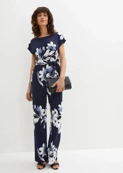 Damen bonprix Jumpsuits|Kurzgrößen|Jumpsuit mit Bindeband