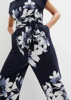 Damen bonprix Jumpsuits|Kurzgrößen|Jumpsuit mit Bindeband