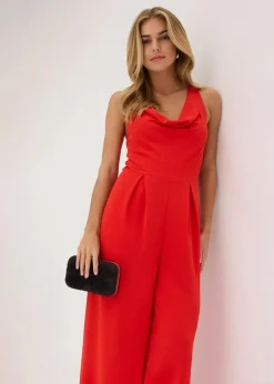 Discount Jumpsuit mit Wasserfallausschnitt Damen Jumpsuits