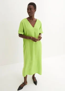 Outlet Kaftan-Kleid aus reinem Leinen Damen Nachhaltigere Materialien|Premium