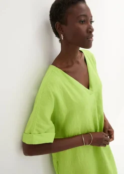 Outlet Kaftan-Kleid aus reinem Leinen Damen Nachhaltigere Materialien|Premium