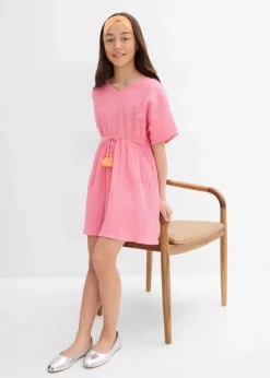Kinder bonprix Mädchen 9-16 Jahre·Kleider & Jumpsuits|Kaftan-Kleid aus strukturiertem Crinkle