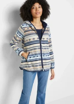 Discount Kapuzen-Fleecejacke mit Norweger-Muster Damen Bekleidung·Blusen & Tuniken|Bekleidung·Hosen