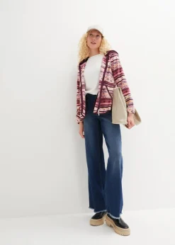 Clearance Kapuzen-Fleecejacke mit Norweger-Muster Damen Jacken & Mäntel|Sweat
