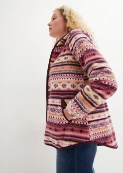 Clearance Kapuzen-Fleecejacke mit Norweger-Muster Damen Jacken & Mäntel|Sweat