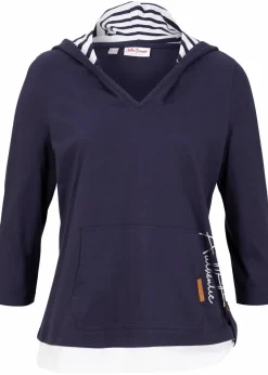 Damen bonprix Shirts & Tops|Kapuzen-Shirt, 3/4-Arm aus reiner Baumwolle