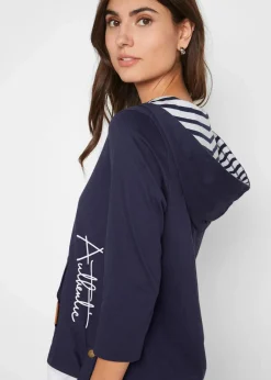Damen bonprix Shirts & Tops|Kapuzen-Shirt, 3/4-Arm aus reiner Baumwolle