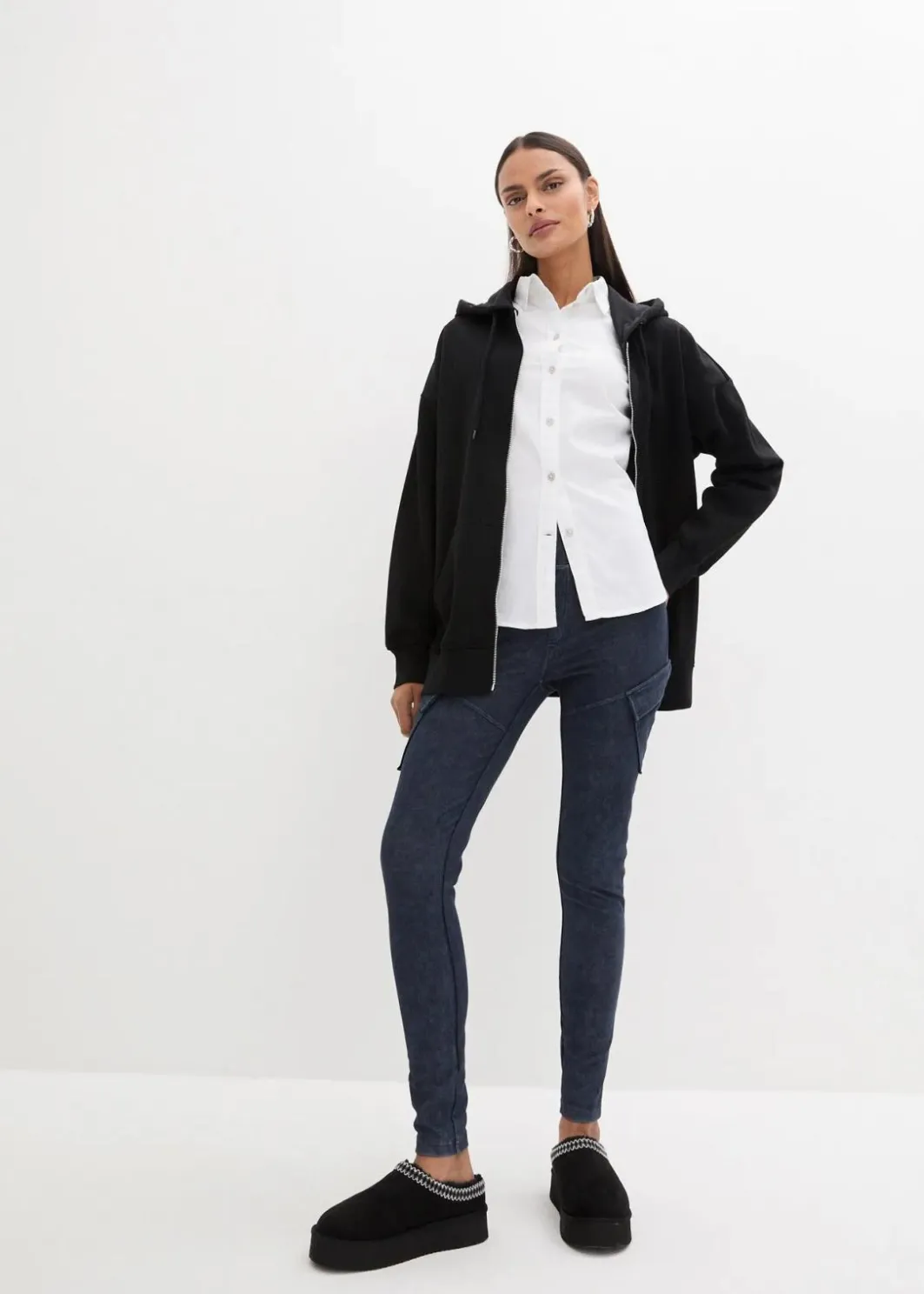 Damen bonprix Sweat|Nachhaltigere Materialien|Kapuzen-Sweatjacke