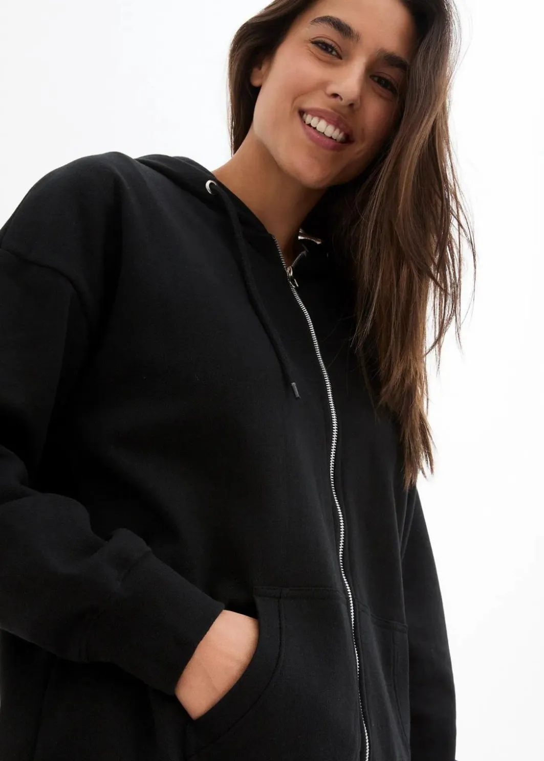 Damen bonprix Sweat|Nachhaltigere Materialien|Kapuzen-Sweatjacke