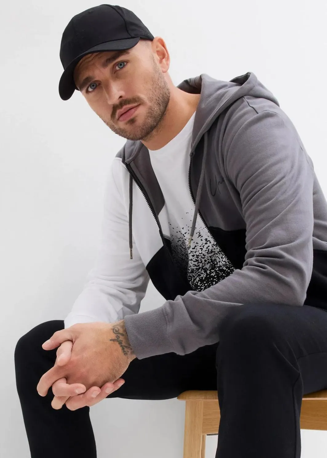 Clearance Kapuzen-Sweatjacke aus reiner Bio-Baumwolle Herren Sweat|Große Größen