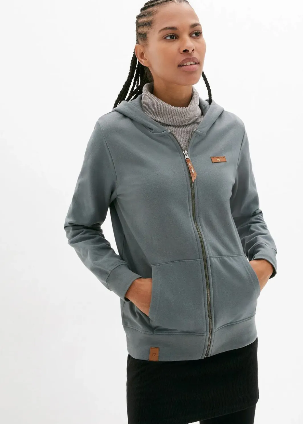 Discount Kapuzen-Sweatjacke aus reiner Baumwolle Damen Sweat|Bekleidung·Blusen & Tuniken