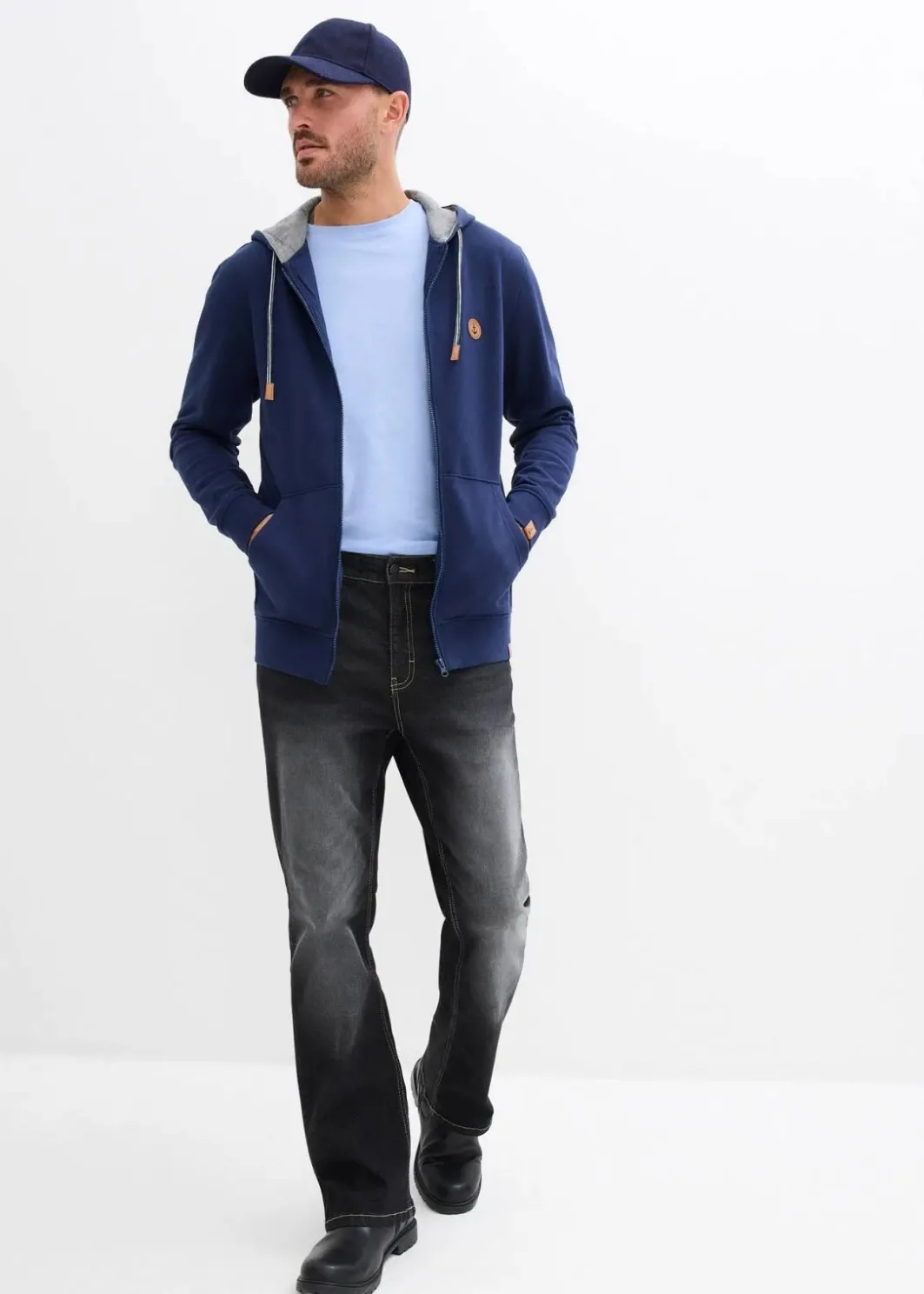 Outlet Kapuzen-Sweatjacke aus reiner Bio-Baumwolle Herren Große Größen|Basics