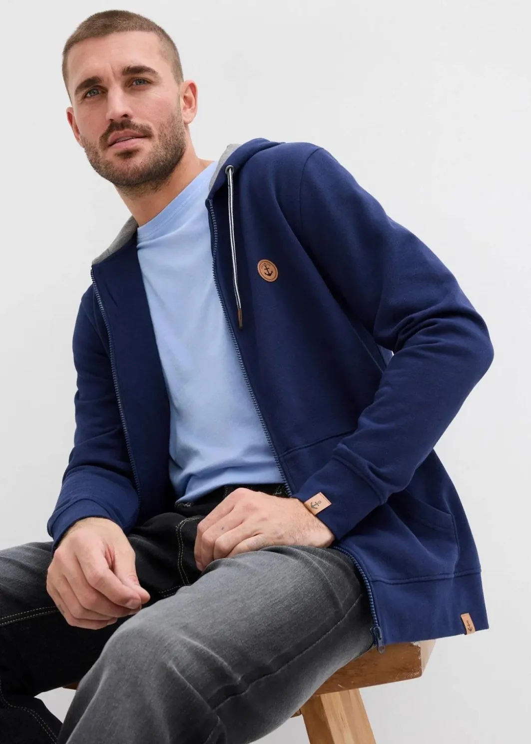 Outlet Kapuzen-Sweatjacke aus reiner Bio-Baumwolle Herren Große Größen|Basics