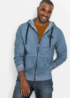 Best Kapuzen-Sweatjacke in ausgewaschener Optik Herren Große Größen|Sweat