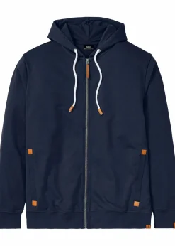 New Kapuzen-Sweatjacke mit Lederimitat-Details Herren Große Größen|Sweat