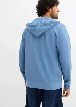 Herren bonprix Sweat|Große Größen|Kapuzen-Sweatjacke mit Lederimitat-Details