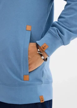 Herren bonprix Sweat|Große Größen|Kapuzen-Sweatjacke mit Lederimitat-Details