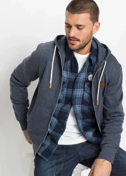 Herren bonprix Große Größen|Sportbekleidung|Kapuzen-Sweatjacke mit Lederimitat-Details