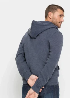 Herren bonprix Große Größen|Sportbekleidung|Kapuzen-Sweatjacke mit Lederimitat-Details