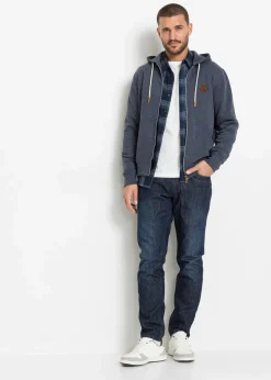 Herren bonprix Große Größen|Sportbekleidung|Kapuzen-Sweatjacke mit Lederimitat-Details