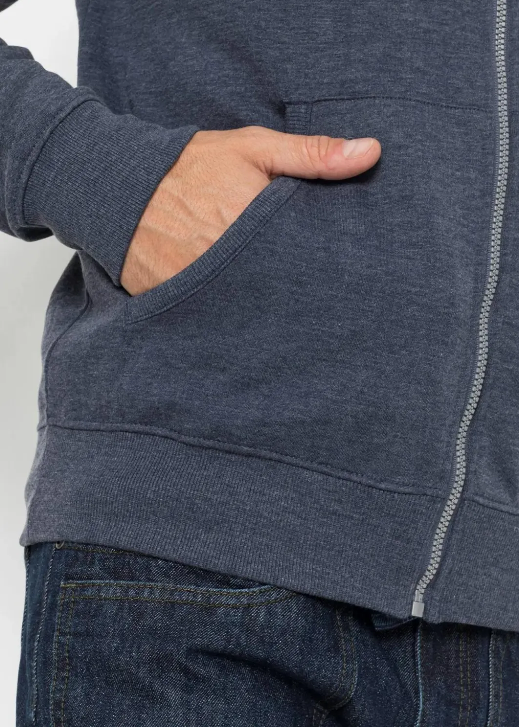 Herren bonprix Große Größen|Sportbekleidung|Kapuzen-Sweatjacke mit Lederimitat-Details