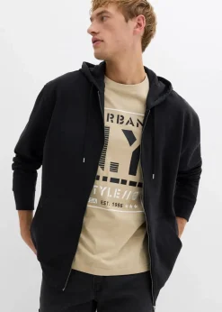 Herren bonprix Sweat|Sportbekleidung|Kapuzen-Sweatjacke mit reiner Baumwolle, Loose Fit