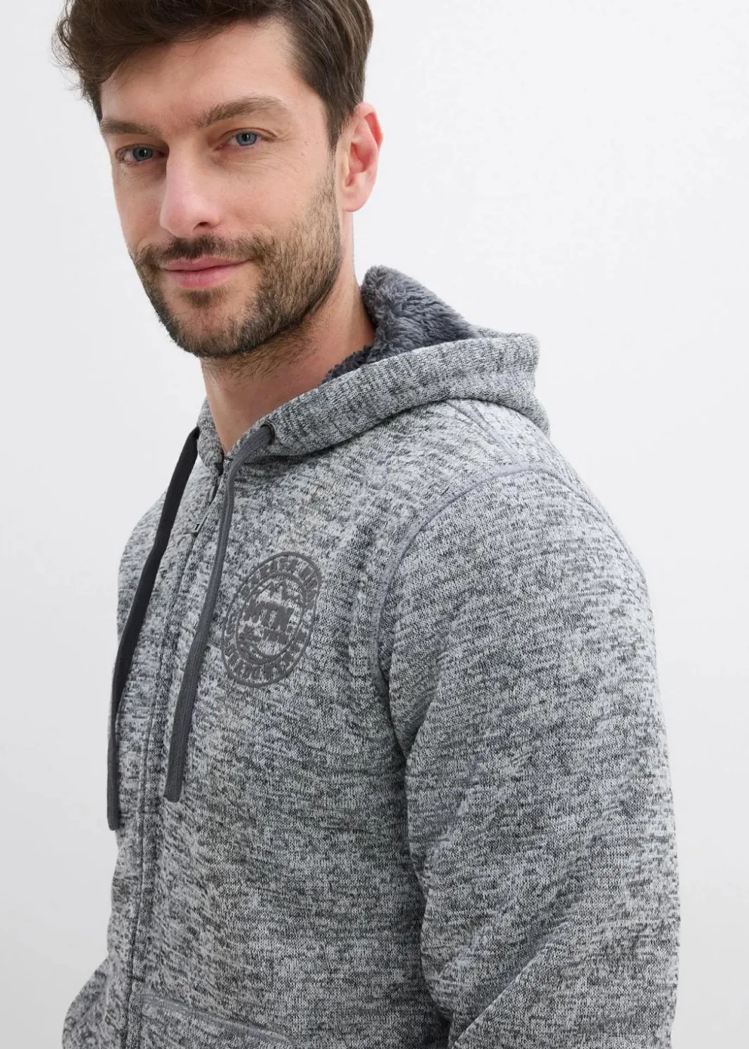 Herren bonprix Große Größen|Basics|Kapuzen-Sweatjacke mit Teddyfutter
