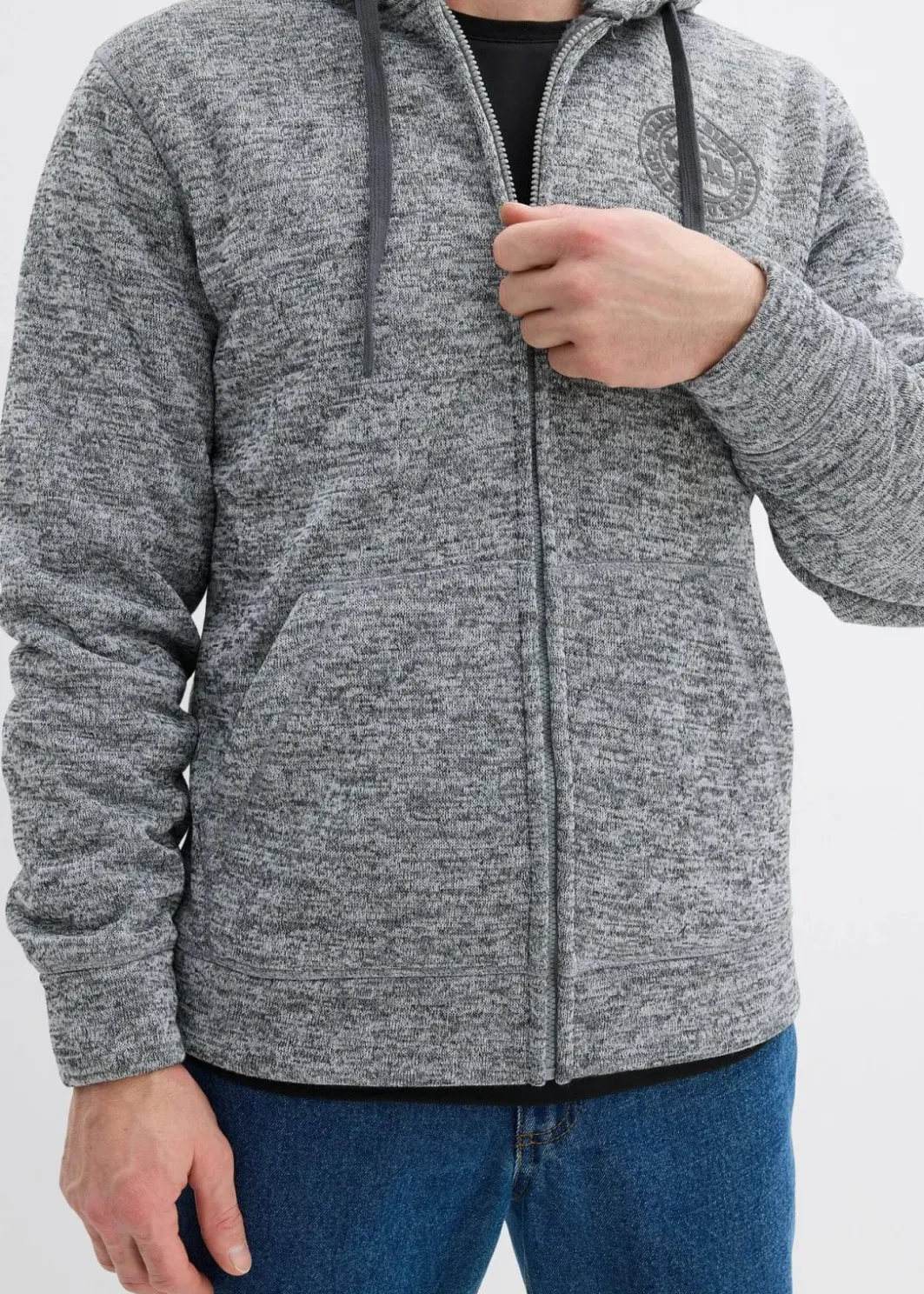Herren bonprix Große Größen|Basics|Kapuzen-Sweatjacke mit Teddyfutter