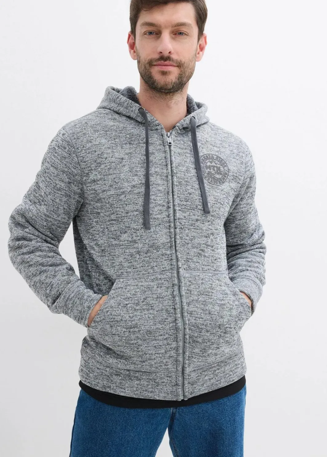 Herren bonprix Große Größen|Basics|Kapuzen-Sweatjacke mit Teddyfutter