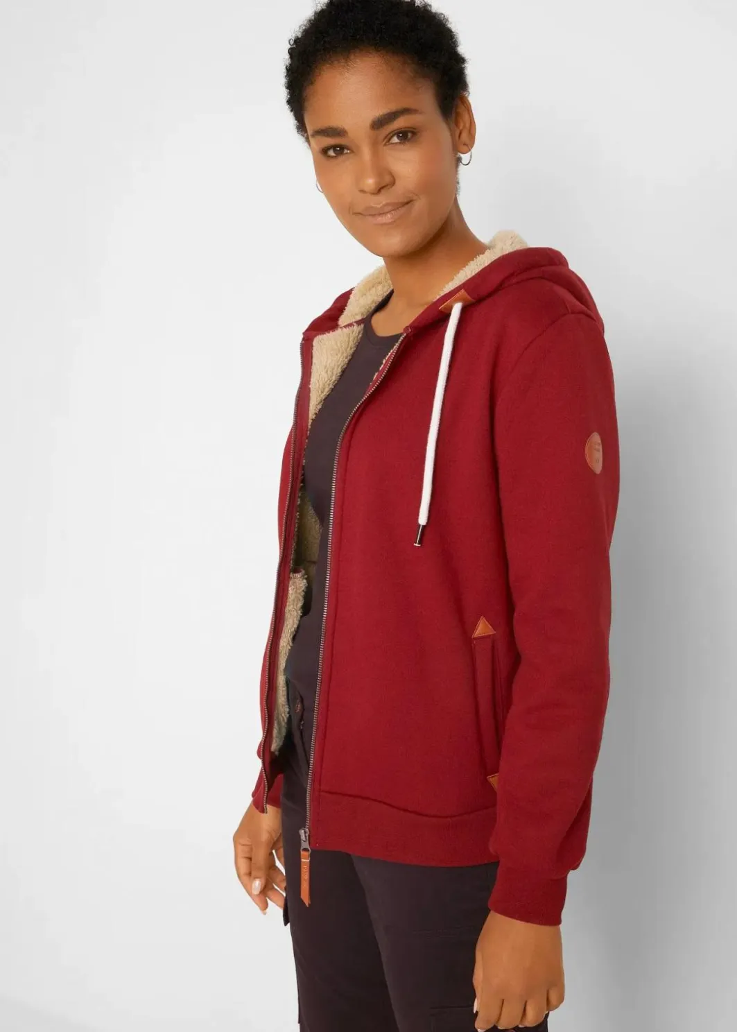 Sale Kapuzen-Sweatjacke mit Teddyfutter Damen Bekleidung·Blusen & Tuniken|Sweat