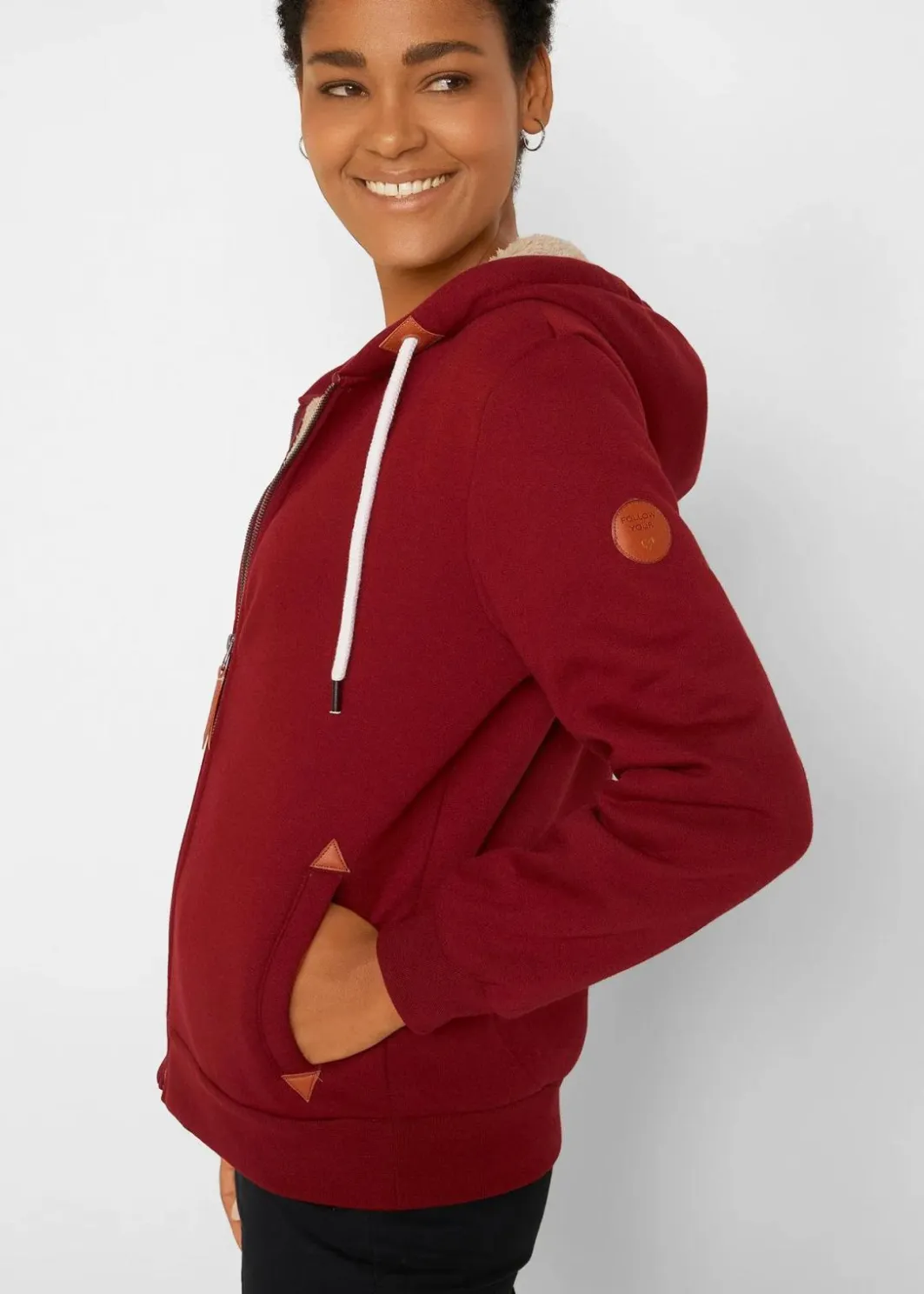 Sale Kapuzen-Sweatjacke mit Teddyfutter Damen Bekleidung·Blusen & Tuniken|Sweat
