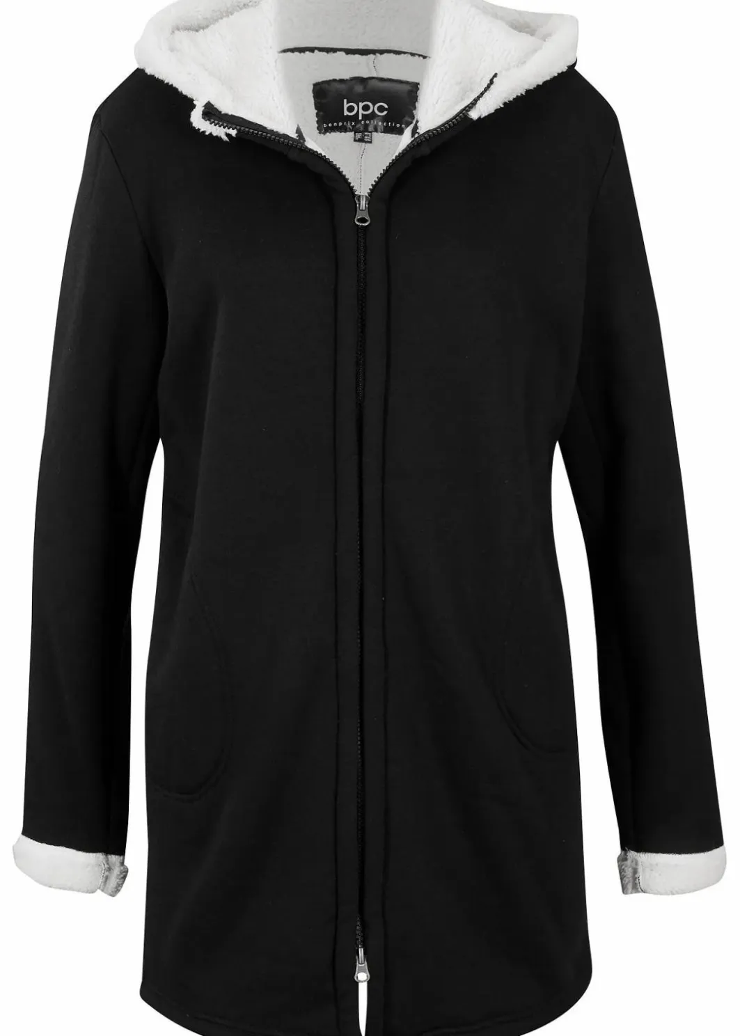 New Kapuzen-Sweatjacke mit Teddyfell Damen Bekleidung·Blusen & Tuniken|Sweat