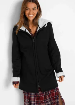 New Kapuzen-Sweatjacke mit Teddyfell Damen Bekleidung·Blusen & Tuniken|Sweat