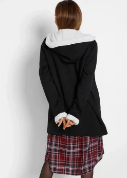 New Kapuzen-Sweatjacke mit Teddyfell Damen Bekleidung·Blusen & Tuniken|Sweat
