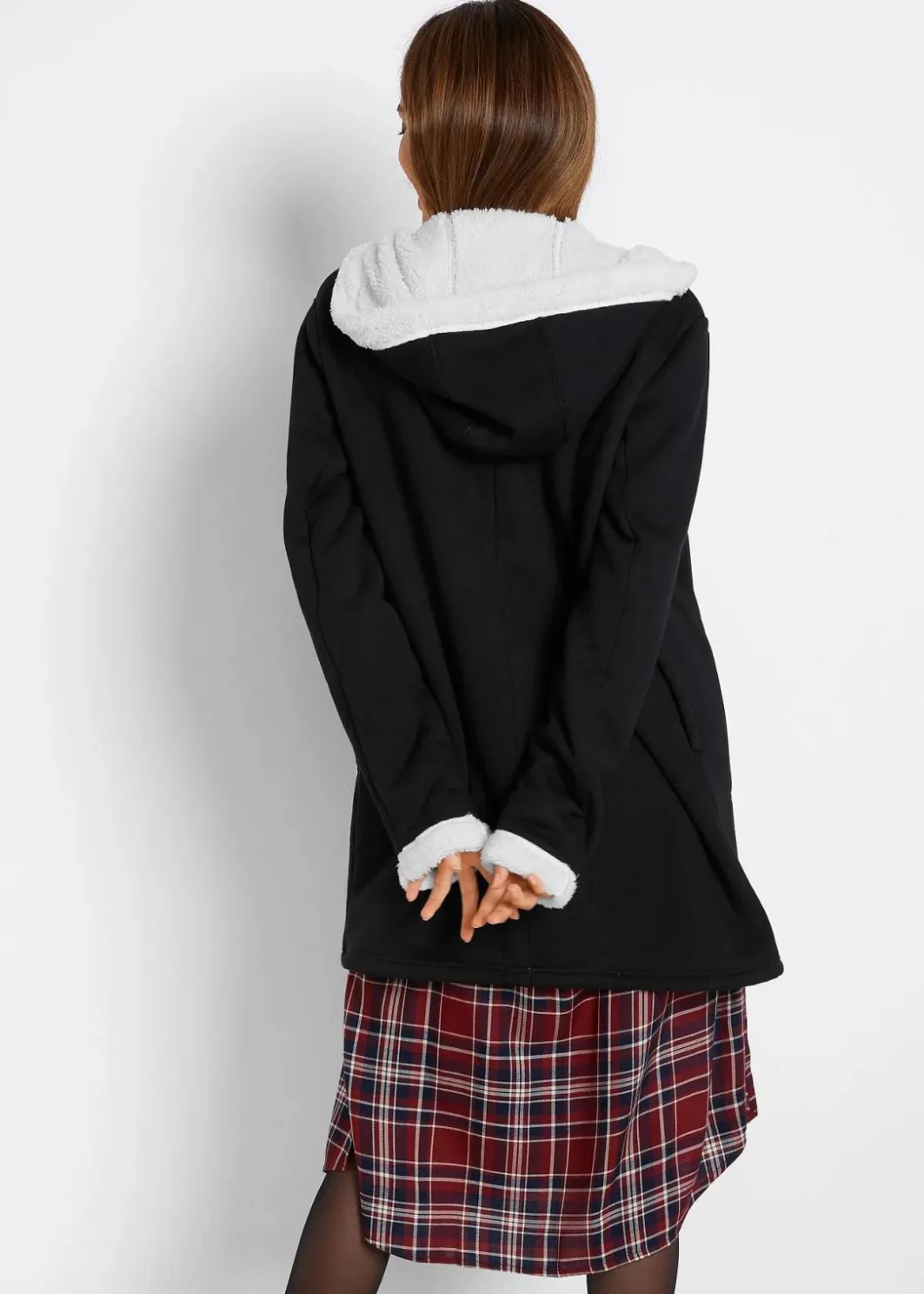 New Kapuzen-Sweatjacke mit Teddyfell Damen Bekleidung·Blusen & Tuniken|Sweat