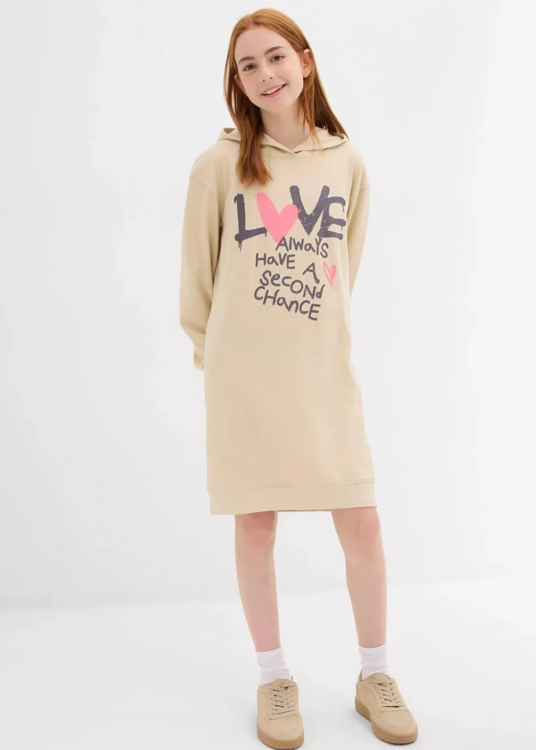 Kinder bonprix Mädchen 9-16 Jahre·Kleider & Jumpsuits|Mädchen 2-8 Jahre·Nachhaltigere Materialien|Kapuzen-Sweatkleid aus reiner Bio-Baumwolle