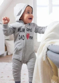 Hot Kapuzen-Sweatoverall mit durchgehendem Reißverschluss Kinder Overalls & Sets