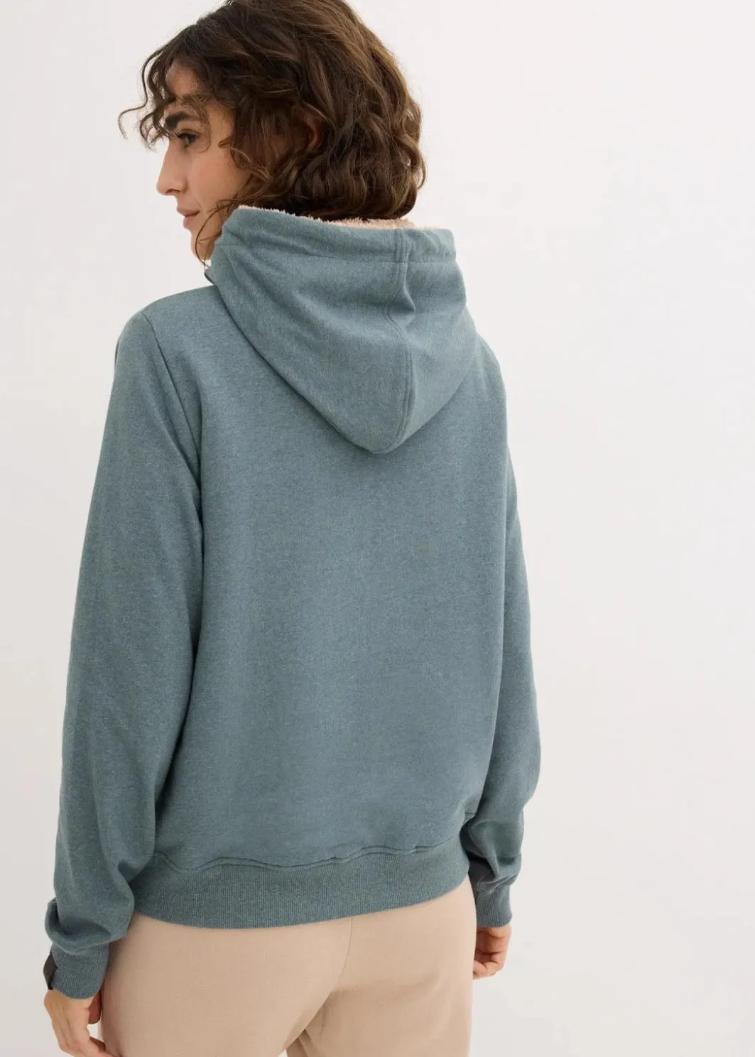 Hot Kapuzensweatshirt aus Baumwoll-Mix und Teddy-Futter Damen Bekleidung·Blusen & Tuniken|Nachhaltigere Materialien