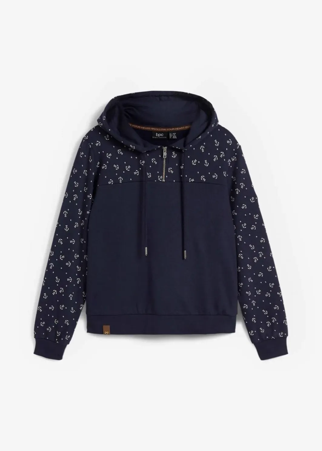 Damen bonprix Nachhaltigere Materialien|Kapuzensweatshirt mit Reißverschluss aus reiner Baumwolle