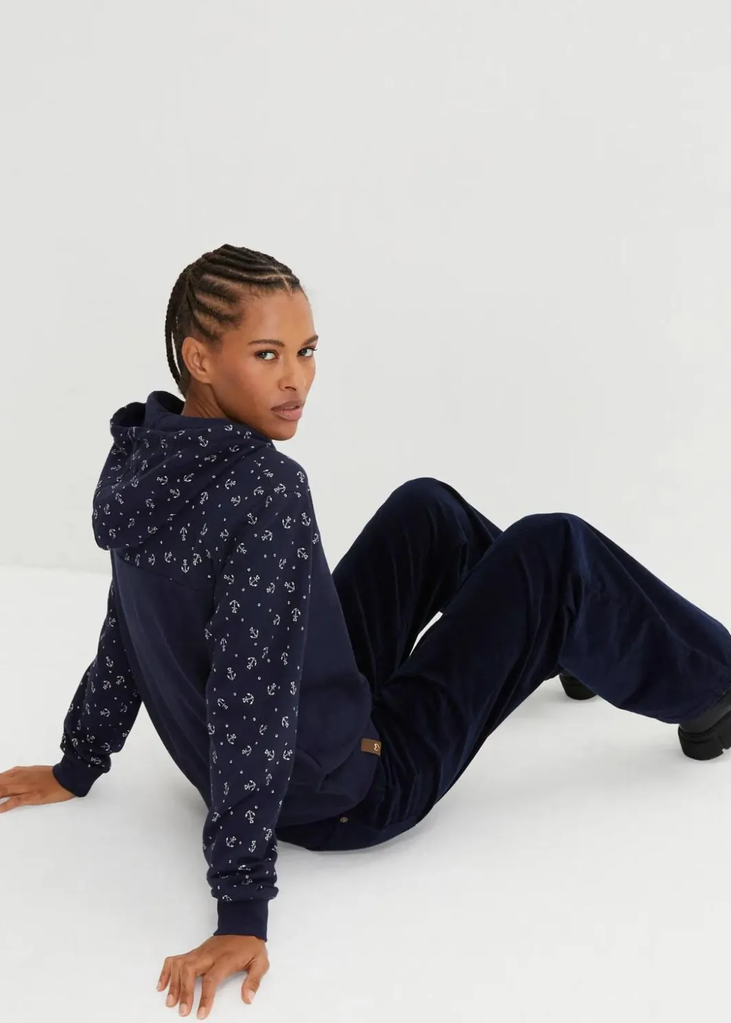 Damen bonprix Nachhaltigere Materialien|Kapuzensweatshirt mit Reißverschluss aus reiner Baumwolle