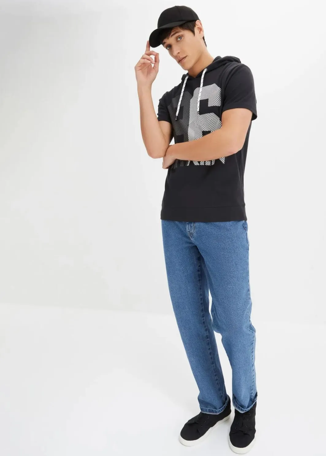 Herren bonprix Große Größen|Shirts & Polos|Kapuzen-T-Shirt aus schwerer Baumwolle